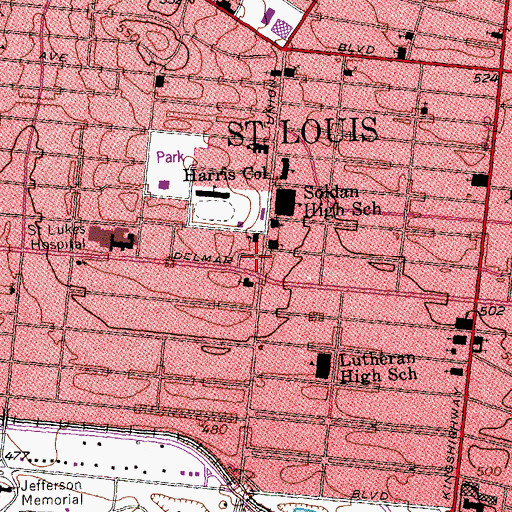 Topographic Map of Disciples of Christ Christian Church, MO