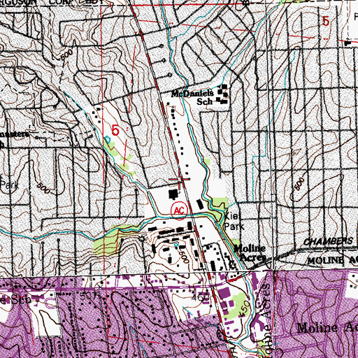 Topographic Map of Dwight McDaniels Ministerial Center, MO