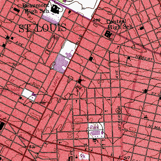 Topographic Map of Eastern Star Baptist Church, MO