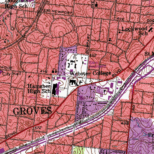 Topographic Map of Eden Theological Seminary, MO