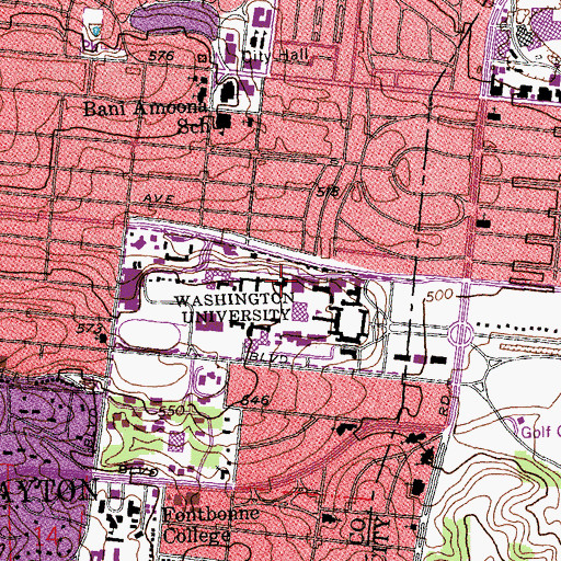 Topographic Map of Ann W Olin Womens Building, MO