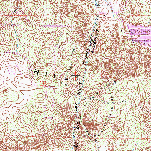 Topographic Map of Oat Hills Tunnel, CA