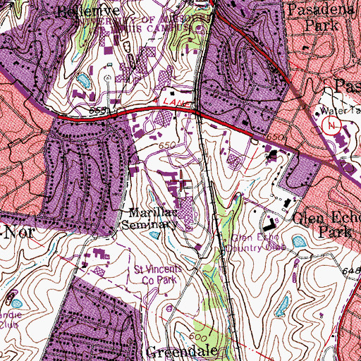 Topographic Map of Barnes Library, MO
