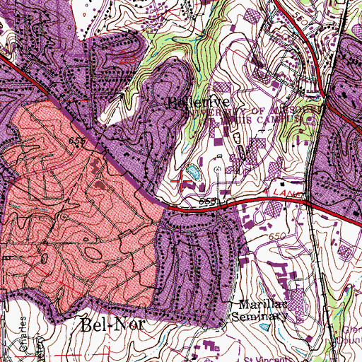 Topographic Map of Benton Hall, MO