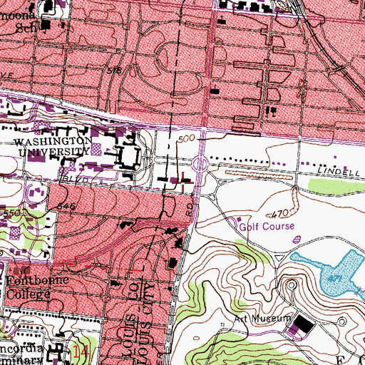 Topographic Map of Bixby Hall, MO