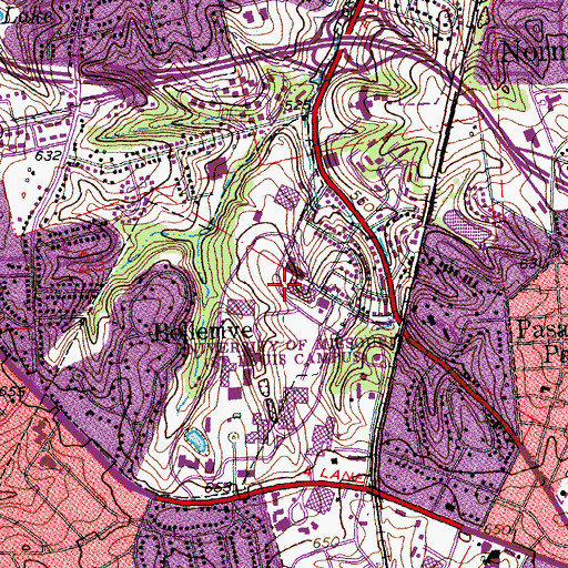 Topographic Map of Blanche M Touhill Performing Arts Center, MO