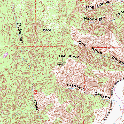 Topographic Map of Oat Knob, CA