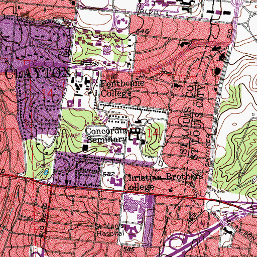 Topographic Map of Brauer Hall, MO