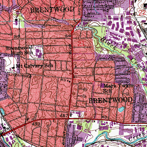 Topographic Map of Brentwood Fire Department, MO