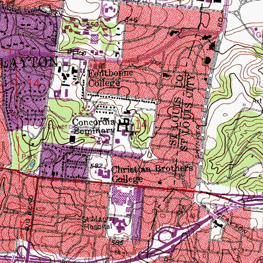Topographic Map of Brohm Hall, MO