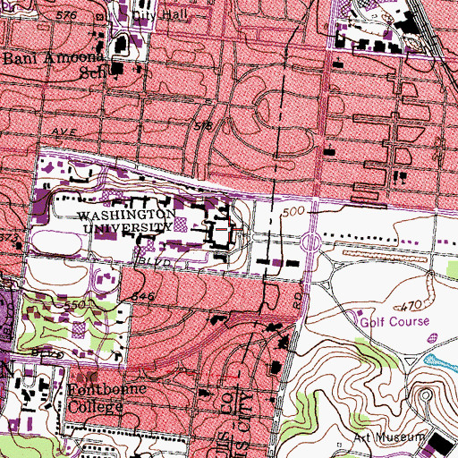 Topographic Map of Brookings Hall, MO