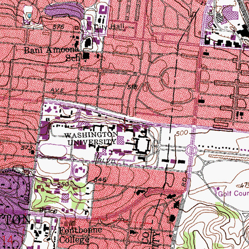 Topographic Map of Bryan Hall, MO