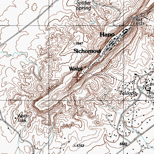 Topographic Map of Walpi, AZ