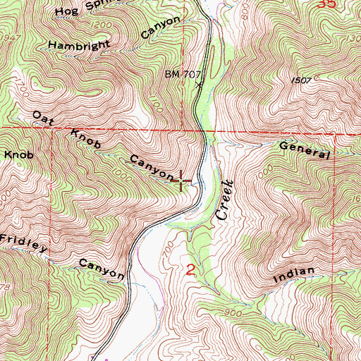 Topographic Map of Oat Knob Canyon, CA