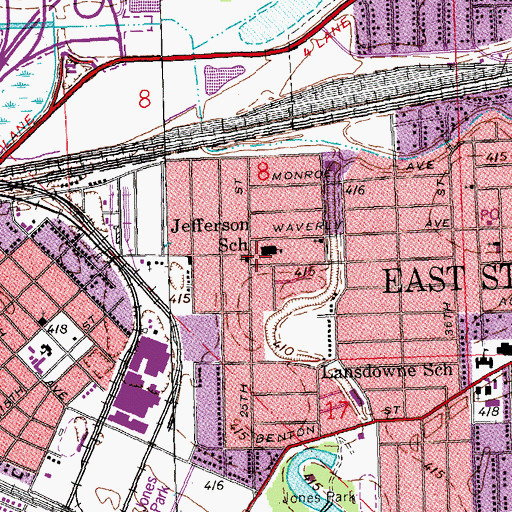 Topographic Map of City of East Saint Louis Engine House Number 2, IL