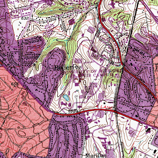 Topographic Map of Clark Hall, MO