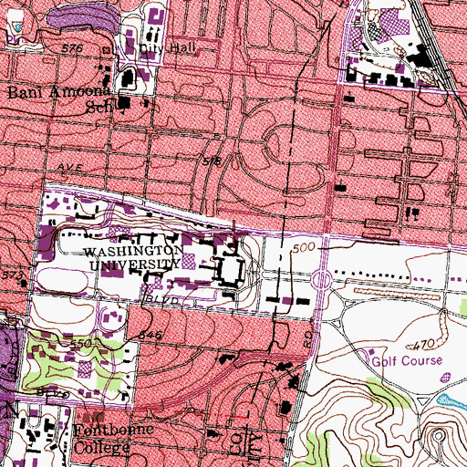 Topographic Map of Compton Hall, MO