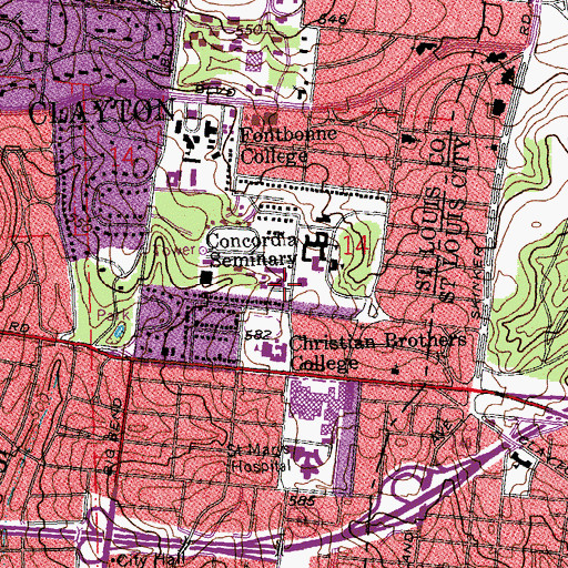 Topographic Map of Concordia Historical Institute, MO