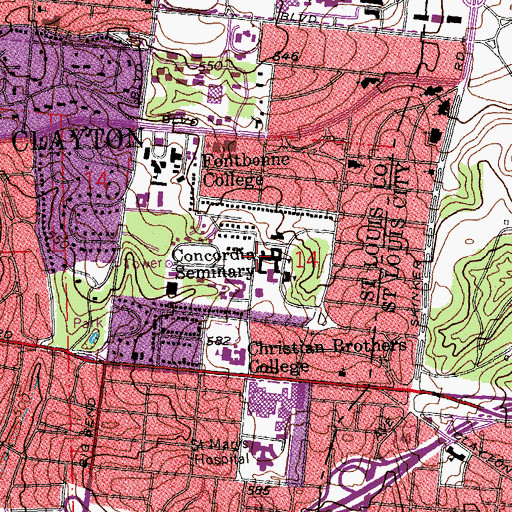 Topographic Map of Craemer Hall, MO