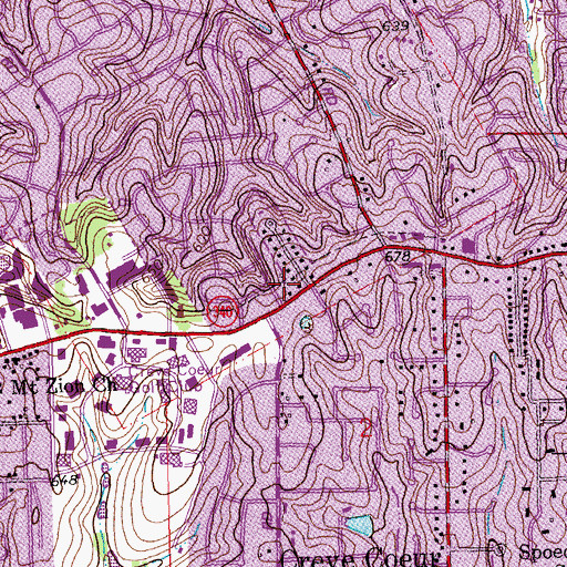 Topographic Map of Creve Coeur Fire Department Administration Center, MO