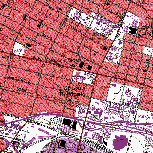 Topographic Map of Cupples House, MO