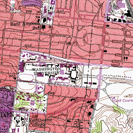 Topographic Map of Cupples Number 2 Hall, MO