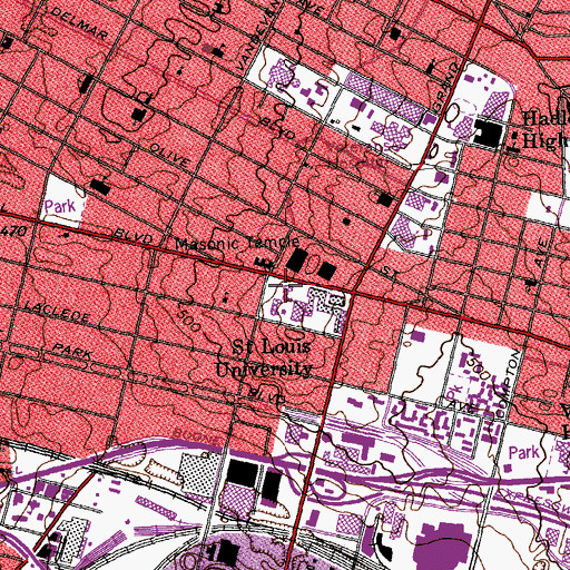 Topographic Map of Davis-Shaugnessey Hall, MO