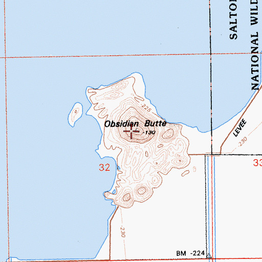 Topographic Map of Obsidian Butte, CA