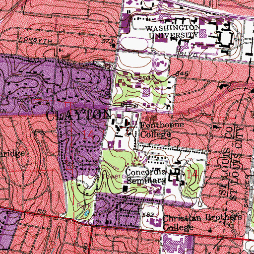 Topographic Map of Dunham Student Activity Center, MO