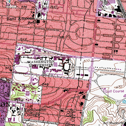 Topographic Map of Dunker Hall, MO