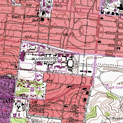 Topographic Map of Eads Hall, MO
