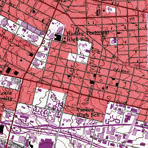 Topographic Map of Earheart Hall, MO