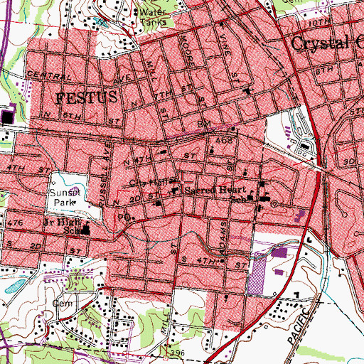Topographic Map of Festus Fire Department, MO