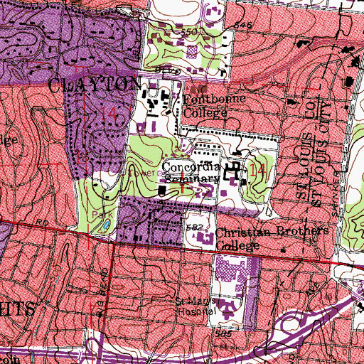 Topographic Map of Fritz Hall, MO