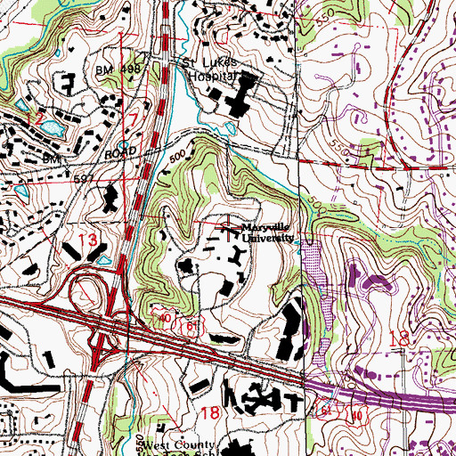 Topographic Map of Gander Hall Administration Building, MO