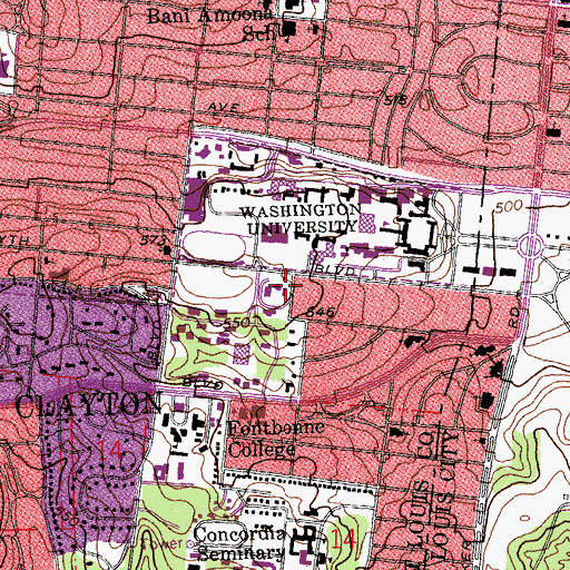 Topographic Map of Gaylord Music Library, MO
