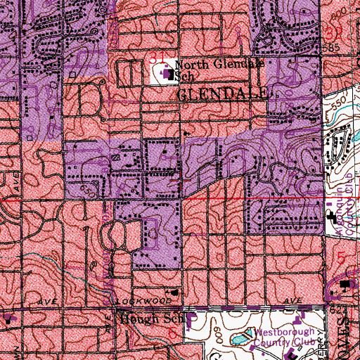 Topographic Map of Glendale City City Hall, MO