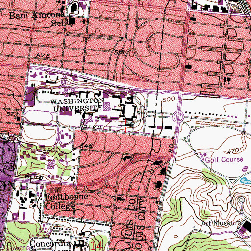 Topographic Map of Goldfarb Hall, MO