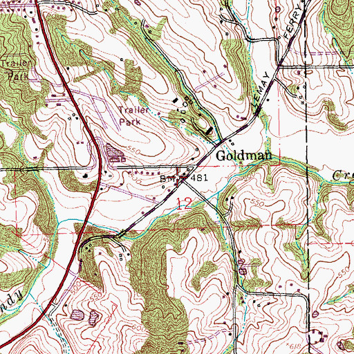 Topographic Map of Goldman Fire Protection District Station 1 Headquarters, MO