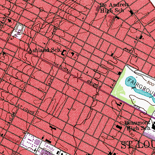 Topographic Map of Greater Faith Missionary Baptist Church Day Care Center, MO