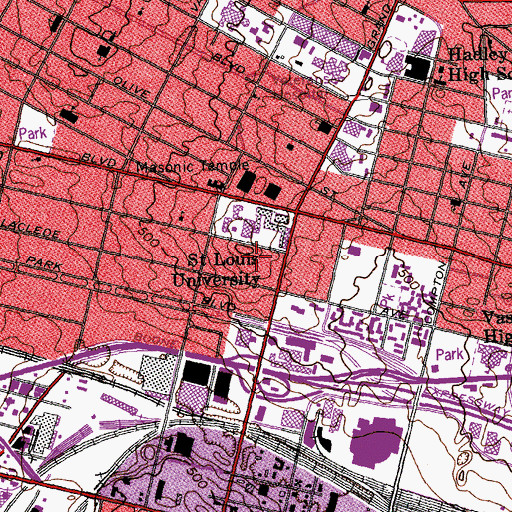 Topographic Map of Griesedieck Hall, MO