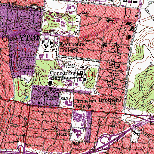Topographic Map of Guenther Hall, MO