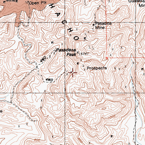 Topographic Map of Occidental Mine, CA