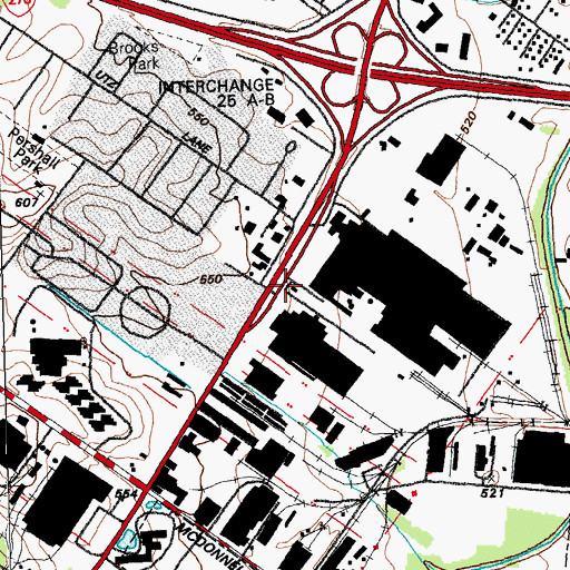 Topographic Map of Hazelwood Fire Department Station 1, MO
