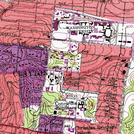 Topographic Map of Hurd Hall, MO