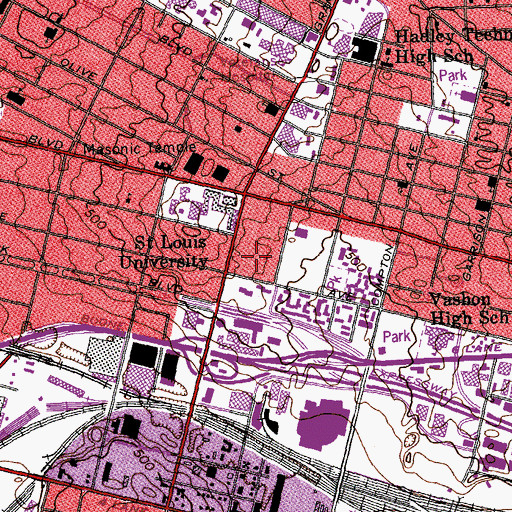 Topographic Map of Kelly Auditorium, MO