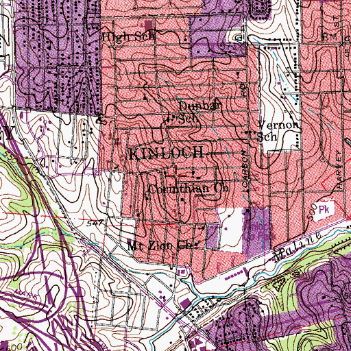 Topographic Map of Kinloch Fire Protection District, MO