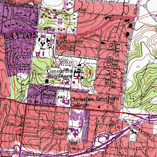 Topographic Map of Koberg Dining Hall, MO