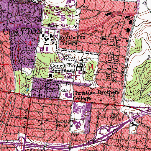 Topographic Map of L Fuerbringer Hall Library, MO