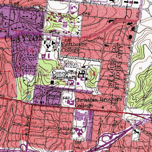 Topographic Map of Lange Hall, MO